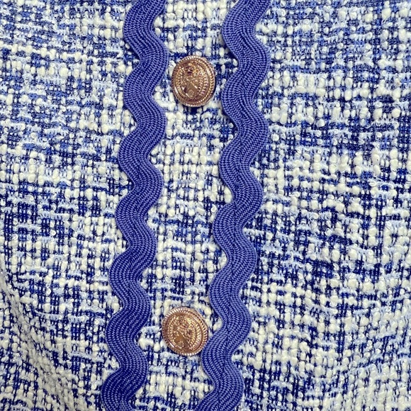 Rachel Parcell Tweed Mini Dress – NWT, Size 12, Gold Button & Scallop Detail - Picture 6 of 6